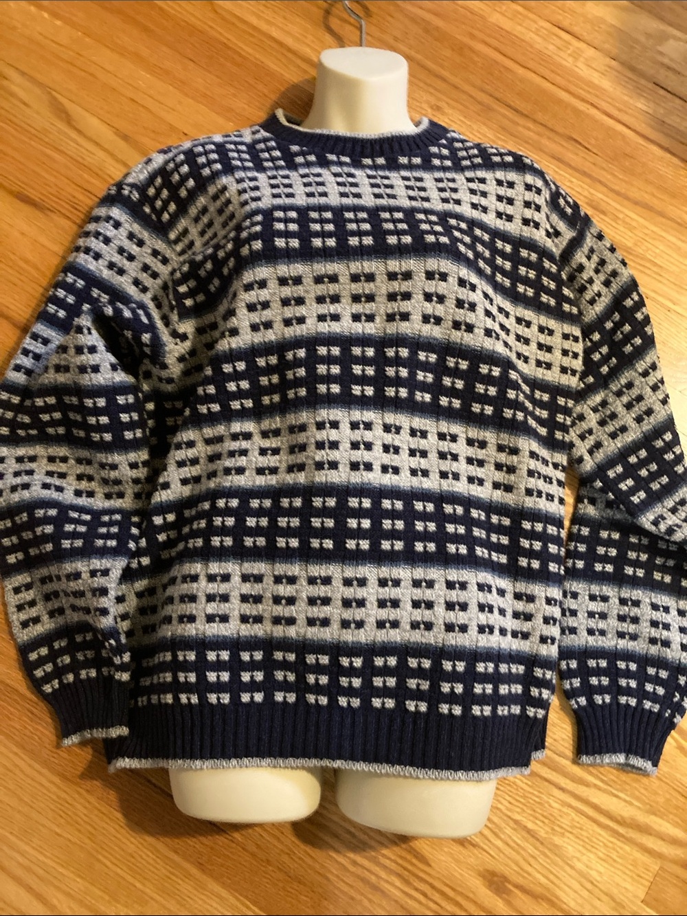 VTG Susquehanna Trail Y2K Geometric Abstract Knit Dad Sweater Grunge Grandpa L